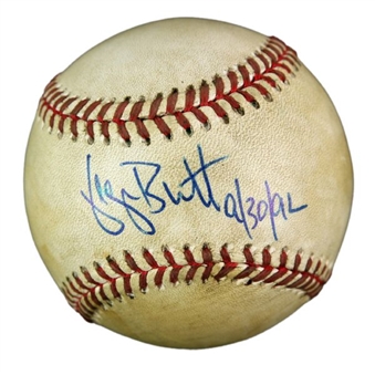 George Brett Game Used and Signed & Inscribed Baseball From His 3,000th Hit Game - 9/30/92 (MEARS)